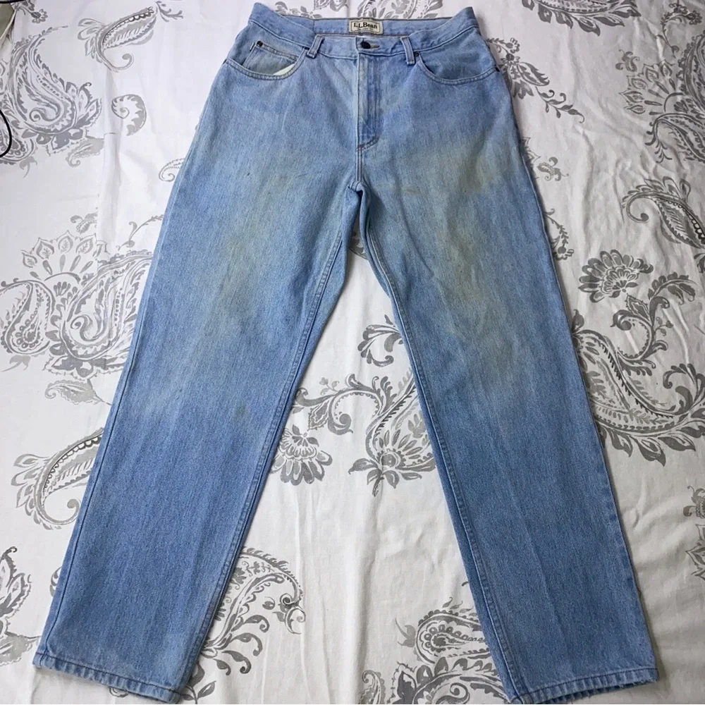 L.L. Bean Relaxed Fit Straight Jeans Men's Size 30x29 Blue‎ Stone Wash 5-Pocket